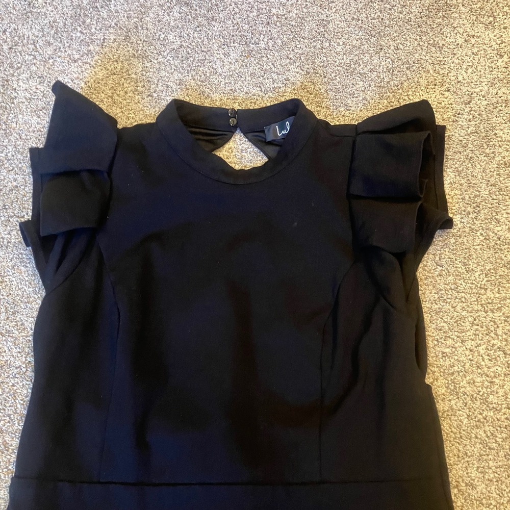 Lulus Stylish Splendor Black Backless Ruffle Bodycon Midi Dress Keyhole XL LBD - Picture 6 of 12